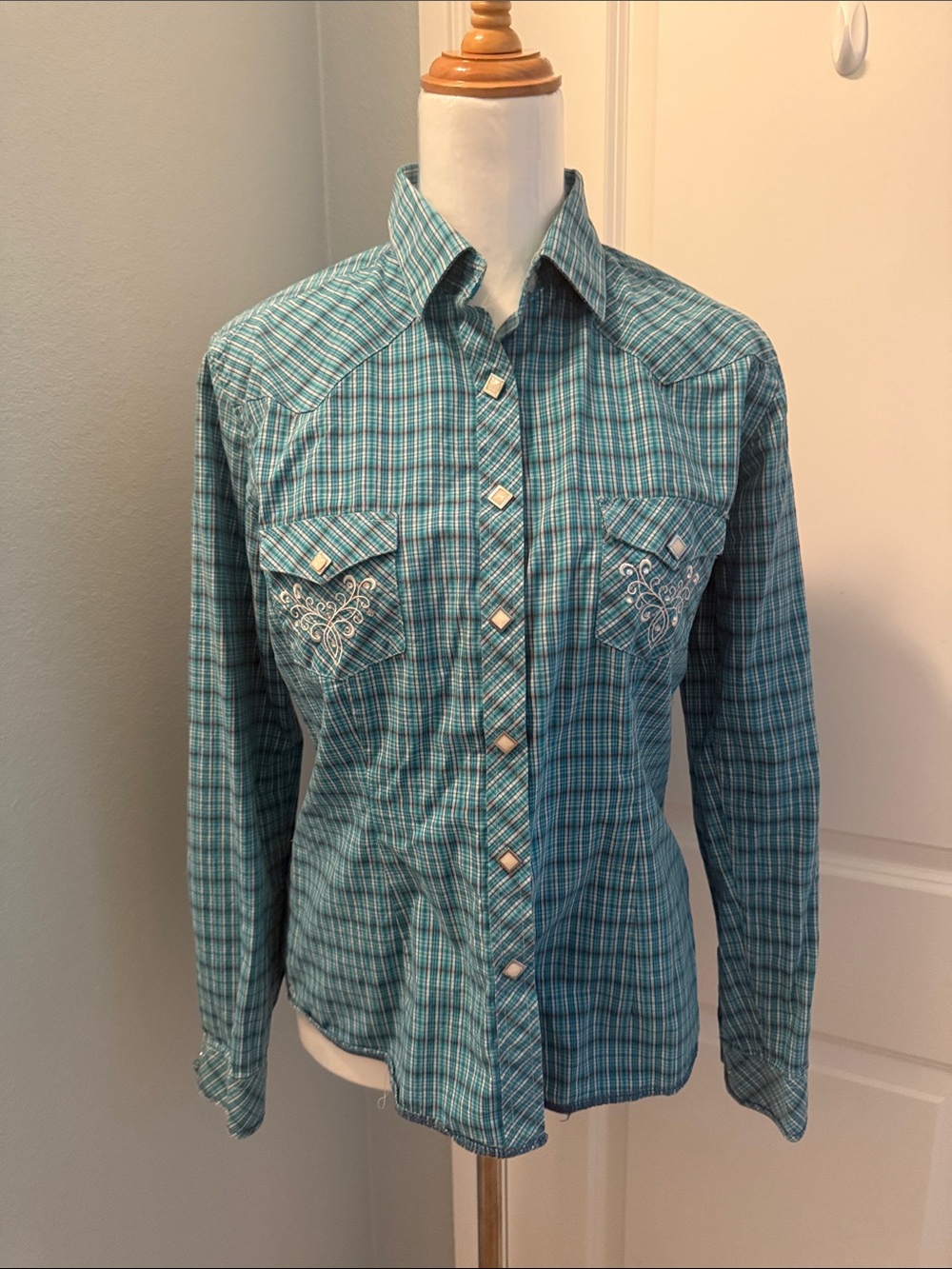 Rough Stock Teal Plaid Button-Up Shirt